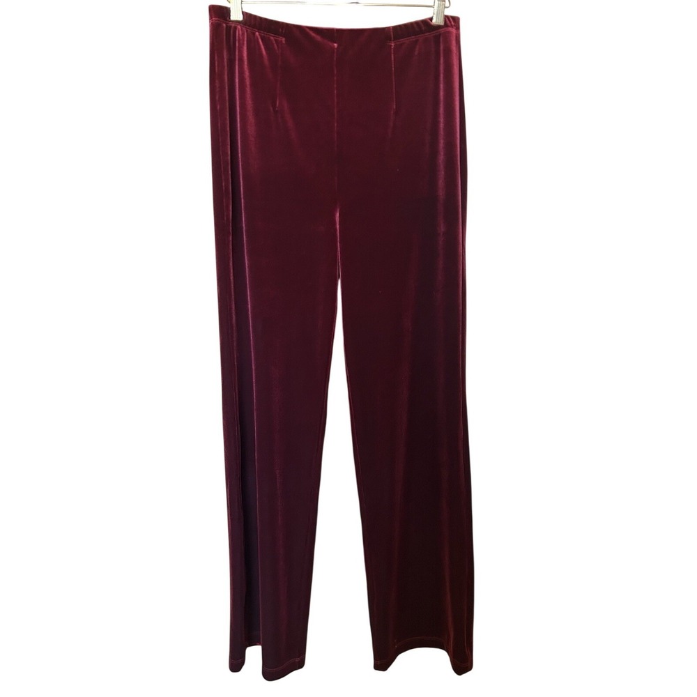 Chico's Burgundy Velvet Pull On Pants Size MT